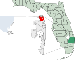 Map of Florida highlighting Jupiter